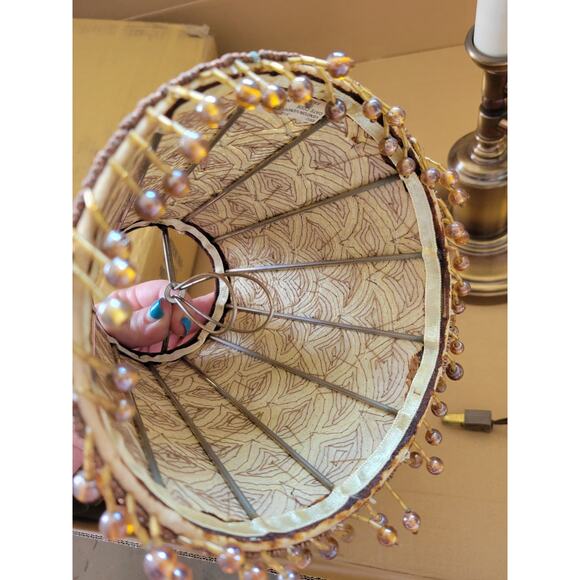 Underwriter Laboratories Portable Bronze Desk Swing Arm Lamp Beaded Shade - Picture 4 of 8